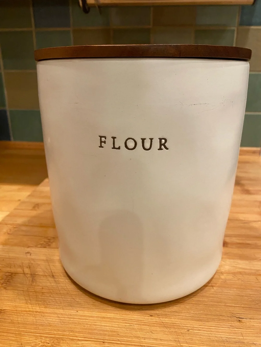 Hearth & Hand Magnolia ~FLOUR ~ Stoneware Canister w/ Wood Lid discontinued